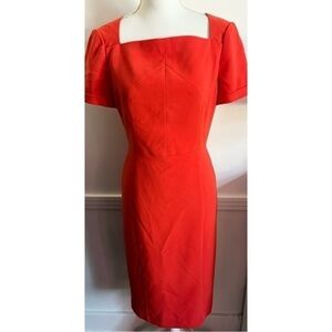 Black Halo • Solid Red Square Neck Sheath Dress